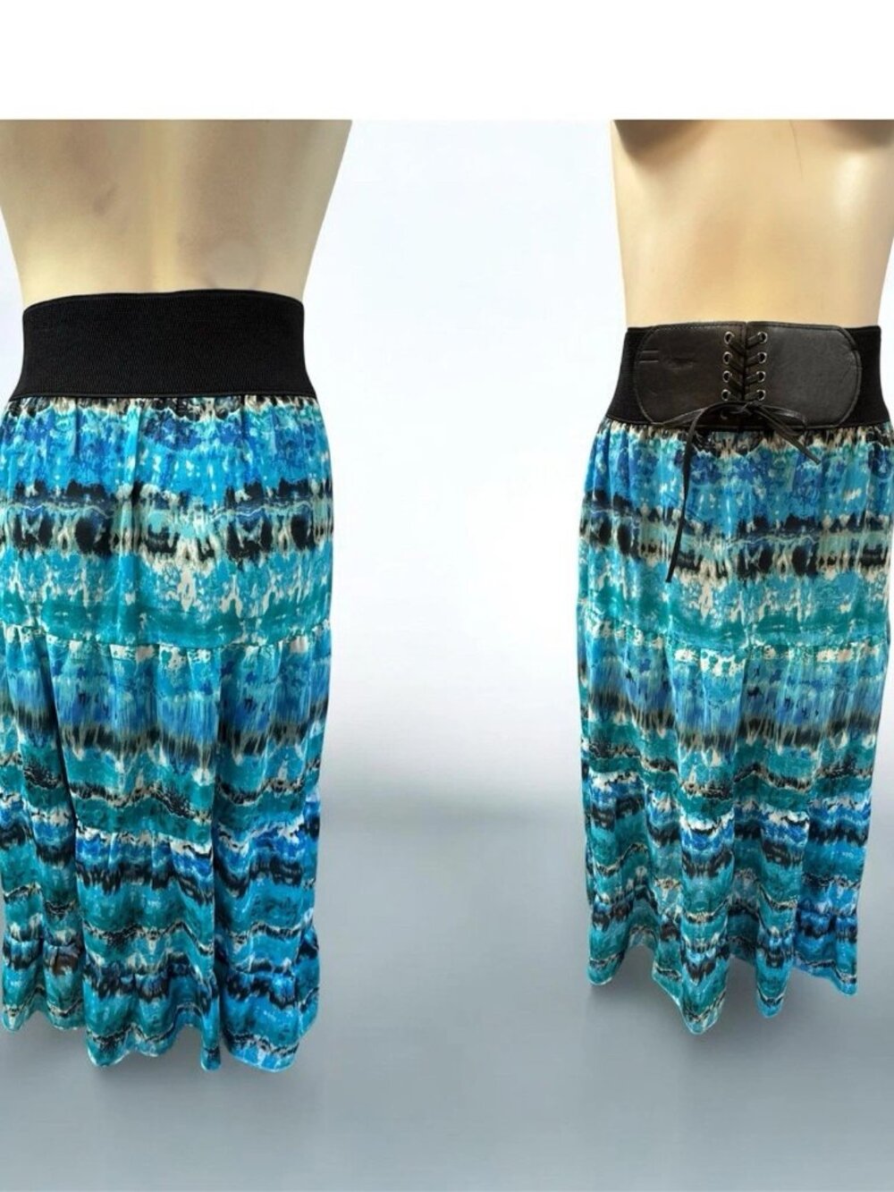 Unbranded, Women's, Long skirts, Turquoise blue, Size M, Elastic waistband.!